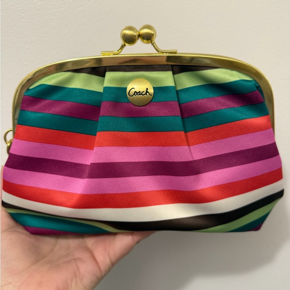 2006 Y2K Coach Legacy Multicolor Striped Kiss Lock Wristlet